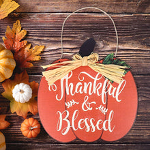 Load image into Gallery viewer, Christmas Gift Thanksgiving Wooden Thankful &amp; Blessed Pumpkin Fall Hanging Sign Autumn Harvest Festival Home Wall Door Decoration Halloween