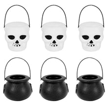 Load image into Gallery viewer, SKHEK Halloween 6Pcs Mini Halloween Candy Bucket Pot Witch Skeleton Cauldron Holder Jar Trick Or Treat Halloween Party Decoration Props Kids Toy