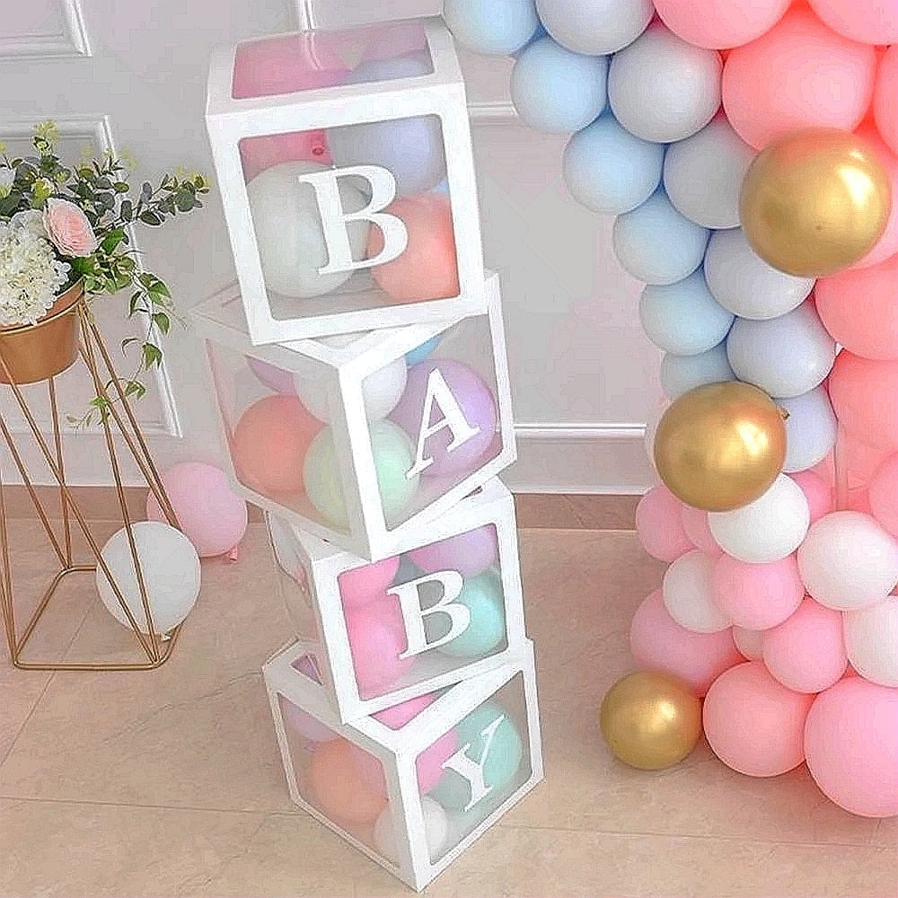 Baby Shower Decoration Boy Girl Transparent Balloon  Box Frist 1st Birthday Wedding Party Docoration Kids Balloon Gifts Supplies