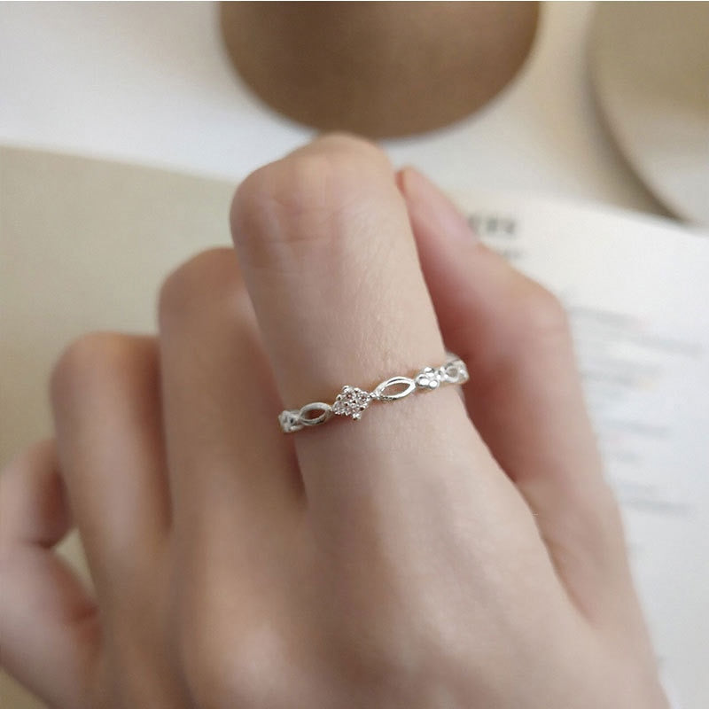 Christmas Gift 925 Sterling Silver Open Irregular Hollow Ring Women Fashion Luxury Anniversary Jewelry Gift