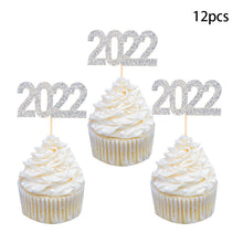 Load image into Gallery viewer, Christmas Gift 12pcs 2022 Cake Topper New Year Party Decoration 2022 Toothpick Christmas Cake Decor Happy New Year Eve Party Cupcake Toppers