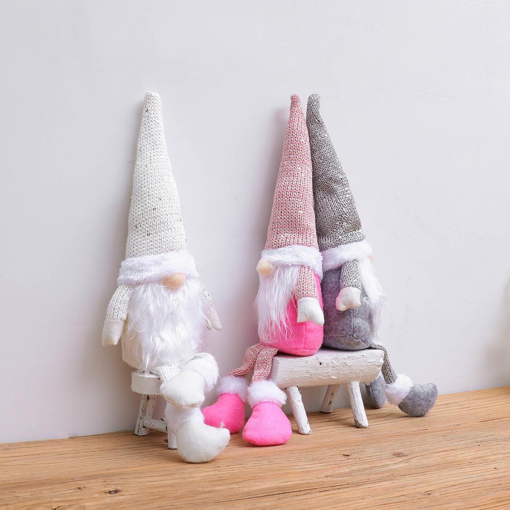 White Gray Christmas Elf Cute Faceless Doll Santa Claus Decor Ornament Xmas Gifts Pendants Merry Christms Decor For Home Noel