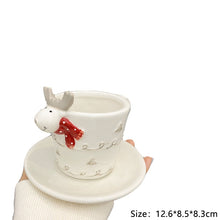 Load image into Gallery viewer, LadyCC Korean Christmas Season Deer Coffee Cup and Dish Set Creative Christmas Ceramic Afternoon Tea Cup