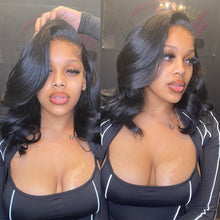 Load image into Gallery viewer, Highlight Wig Human Hair Wigs Short Bob Wig For Black Women T Part Brazilian Pre Plucked With Baby Hair Body Wave Lace Front Wig