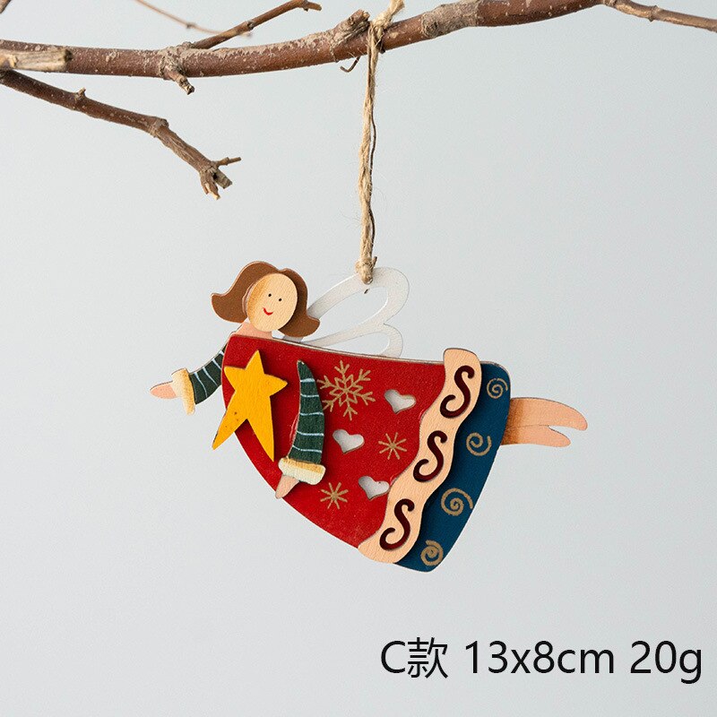 Christmas Gift Christmas Angel Pendants Xmas Tree Decorations Navidad Kids Gifts New Year 2022 Christmas Decorations for Home DIY Wooden Craft
