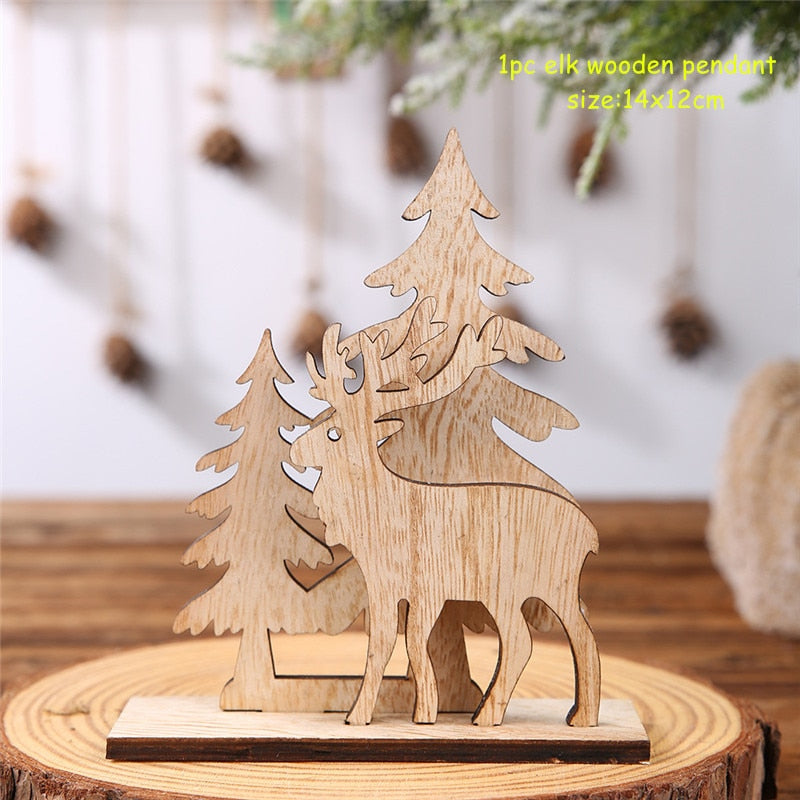 Skhek Christmas Gift New Year 2022 Xmas Tree Drop Ornaments Christmas Wooden Pendant Decorations for Home Kids Toys Gift Xmas Decorations Navidad