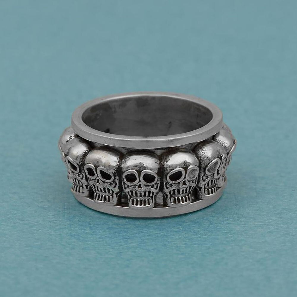 Vintage Trendy Domineering Little Skull Full Circle Men's Ring Weekend Bar Couple Dating Necessary Gift Jewelry Accessories