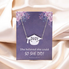 Load image into Gallery viewer, Skhek Graduation Gift  Class of 2022 2022 Graduate Necklace Jewelry Gold Silver Color Stainless Steel Graduation Hat Pendant Necklaces With Card Gifts