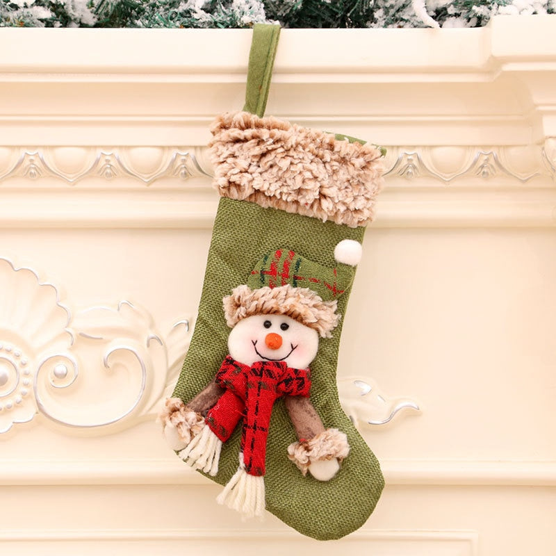 Christmas Gift Christmas Stockings Socks Santa Elk Bear Snowman Plush Candy Gift Bag Fireplace Xmas Tree Hanging Decor Home Christmas Ornaments