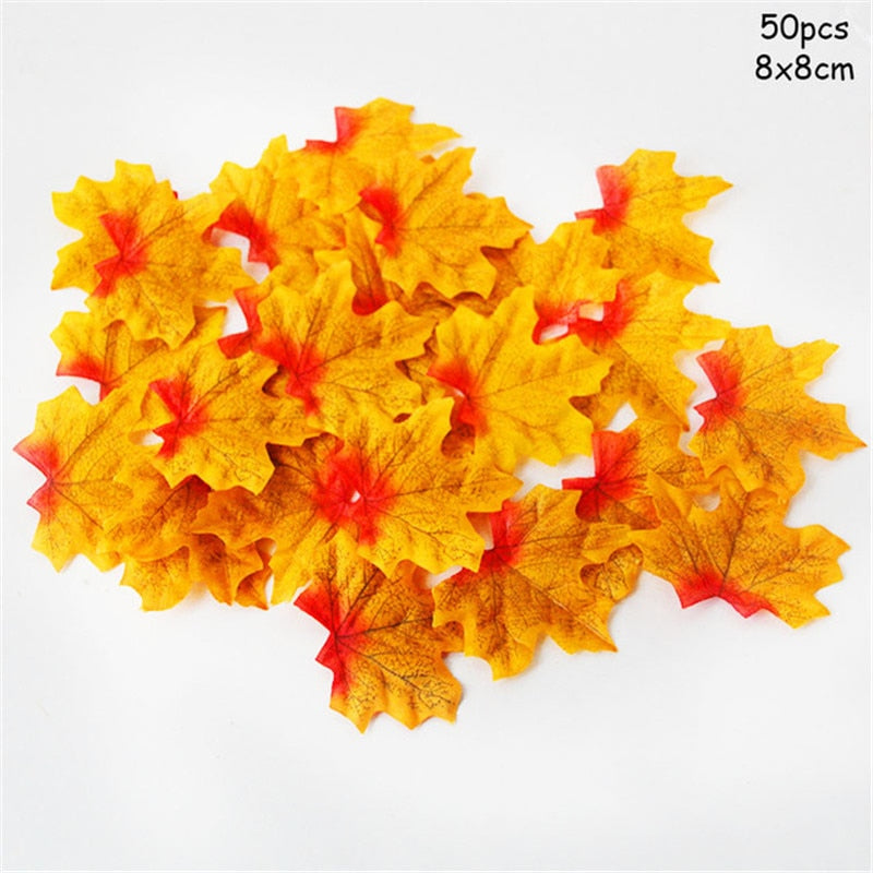 Christmas Gift Thanksgiving Maple Leaves Artificial Fall Maple Leaves String Lights Garland Halloween Autumn Leaves Decoration Wedding Decor