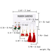 Load image into Gallery viewer, Christmas Gift Rinhoo 6Pairs/Set Sock Bell Snowman Christmas Tree Santa Claus Tassel Drop Earring For Women Xmas Fashion Jewelry Gift
