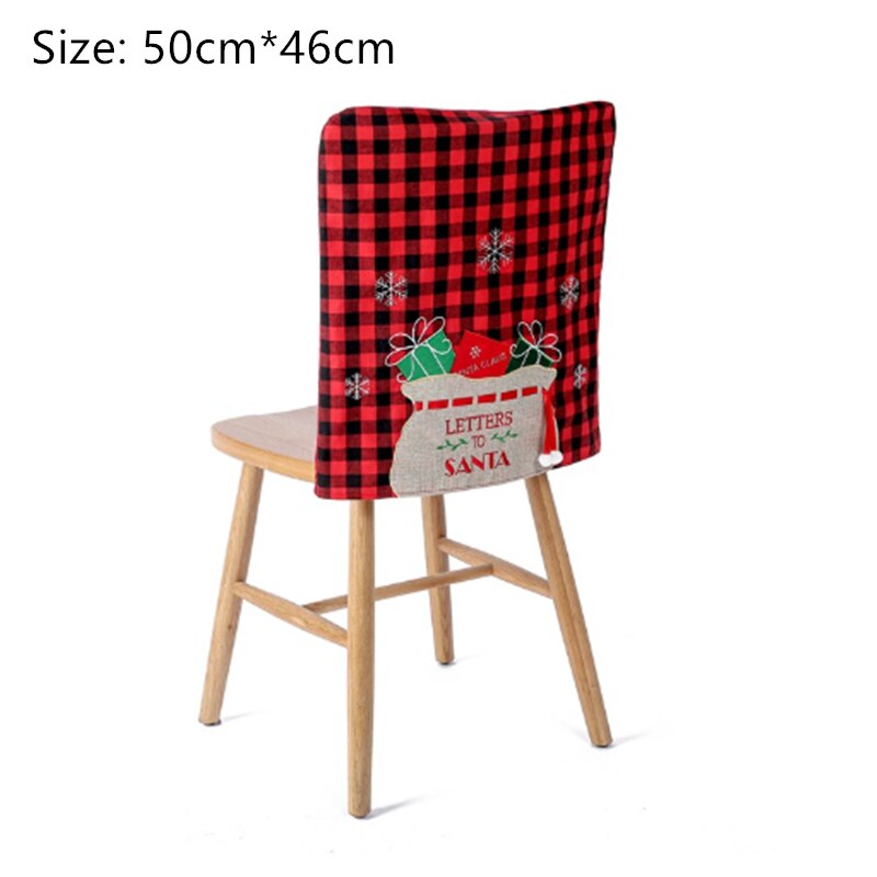 Christmas Gift Merry Christmas Home Decoration Red and Black Plaid Chair Cover 2022 New Year Christmas Decoration Navidad 2021 Christmas Natal