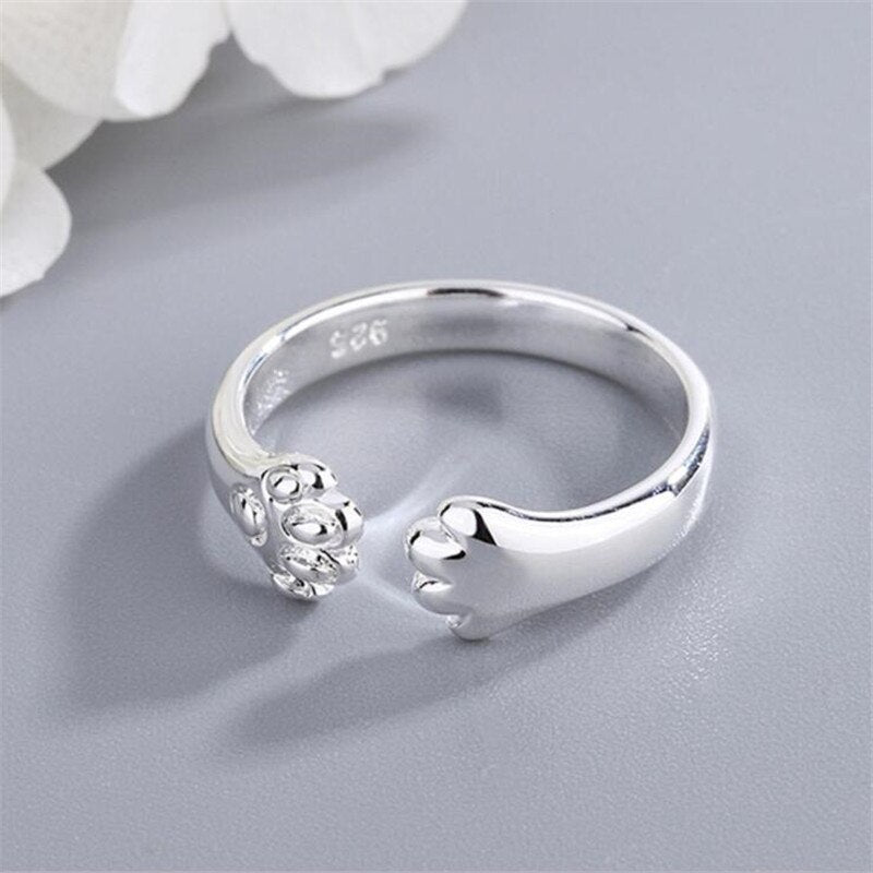 Christmas Gift Hot Popular Cute Animal 925 Sterling Silver Jewelry Fashion Personality Cat Claw Temperament Exquisite Opening Rings  R090