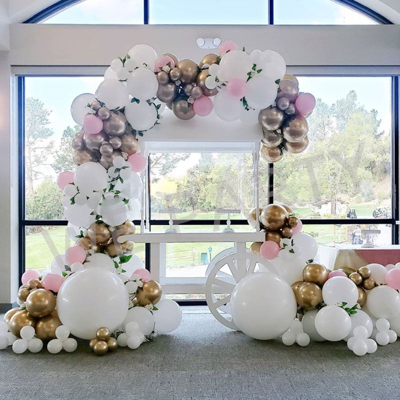 Latex Balloon Garland Chain Arch Kit Pink Metallic Balloon for Blush Bridal Shower Wedding Birthday Baby Shower Party Decoration