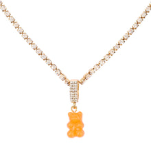 Load image into Gallery viewer, SKHEK New Colorful Cute Resin Bear Gummy Crystal Pendant Necklace For Women Bling Rhinestone Tennis Chain Necklace Trendy Jewelry Gift