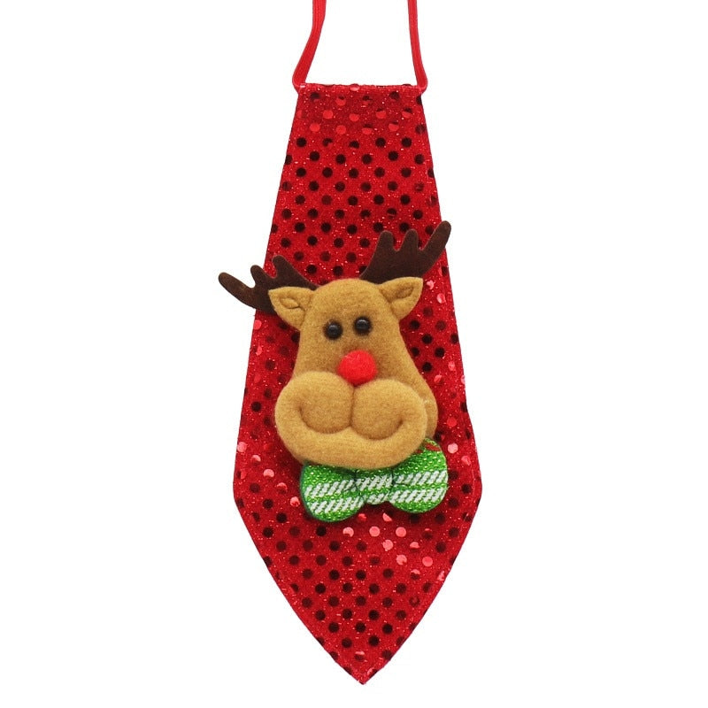 1pcs Christmas Tie Sequins Santa Claus Snowman Reindeer Bear  For Xmas Decoration Kid Toy Ornaments navidad Christmas Decoration