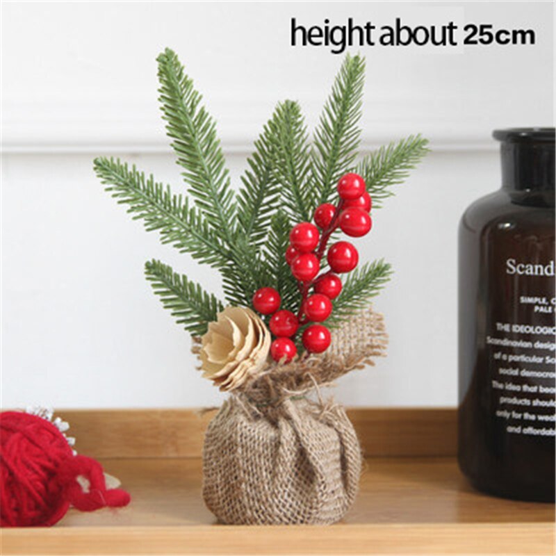 Christmas Gift Artificial Flower Leaf Decoration Gift Crafts Small Artificial Plant Desktop Home Decor Festival Party 2022 Christmas Ornaments