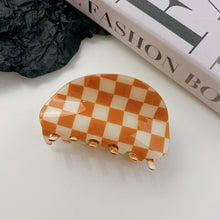 Load image into Gallery viewer, Skhek 2022 New Ins Large Multicolor Checkerboard Grid Square Semicircle Acetate Hair Clip Claw Hair Women Hair Accessories