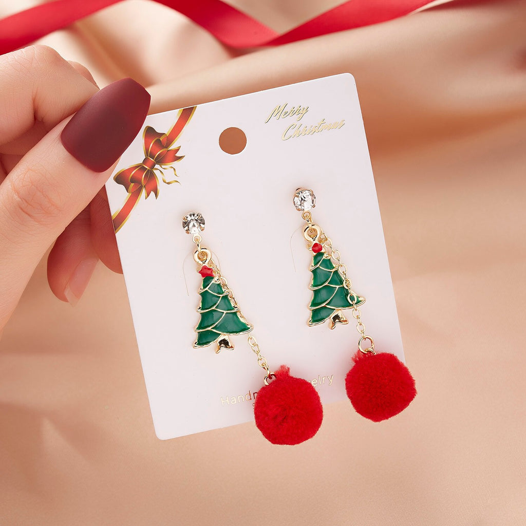 Christmas Gift Christmas Drop Earrings For Women Rhinestone Santa Claus Snowman Crutch Dangle Earrings Girls Festival New Year Jewelry Gifts