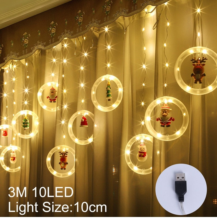 Christmas Gift Christmas Led Curtain Garland String Lights Merry Christmas Decoration For Home 2021 Ornaments Xmas Navidad Gifts New Year 2022