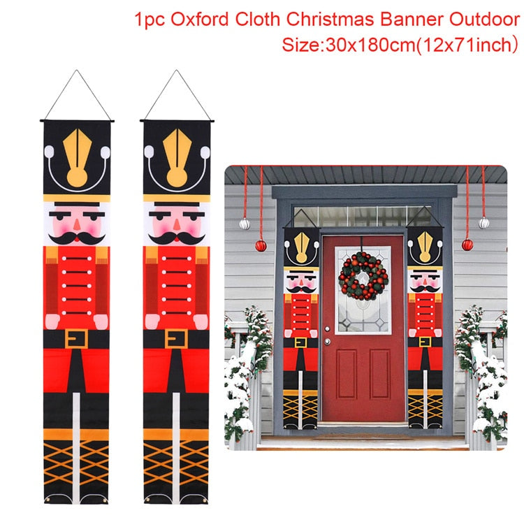Christmas Gift Nutcracker Soldier Banner Christmas Decor For Home Merry Christmas Door Decor 2021 Xmas Ornament Happy New Year 2022 Navidad