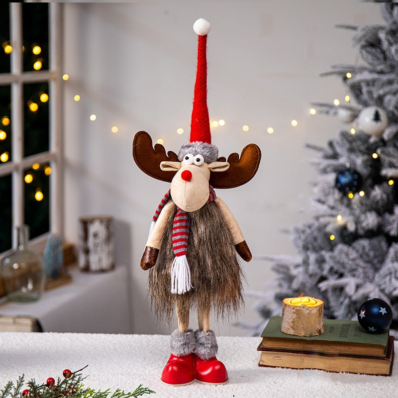 Elk Christmas Dolls Christmas Decorations for Home Retractable Standing Toy Birthday Party Gift Kids Santa Cluas Snowman