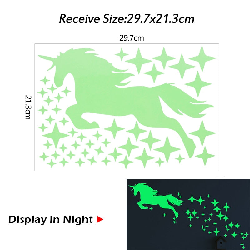 Skhek Luminous 3D Stars Dots Wall Sticker for Kids Room Bedroom Home Decoration Glow In The Dark Moon Decal Fluorescent DIY Stickers