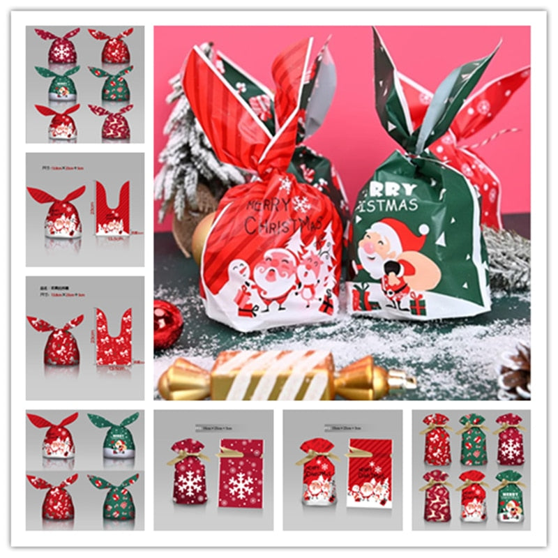 Christmas Gift 10/30/50pcs 2022 New Year Christmas Decoration Navidad Christmas Gift Bag Candy Bag Snowflake Nougat Packaging Bag Natal Noel