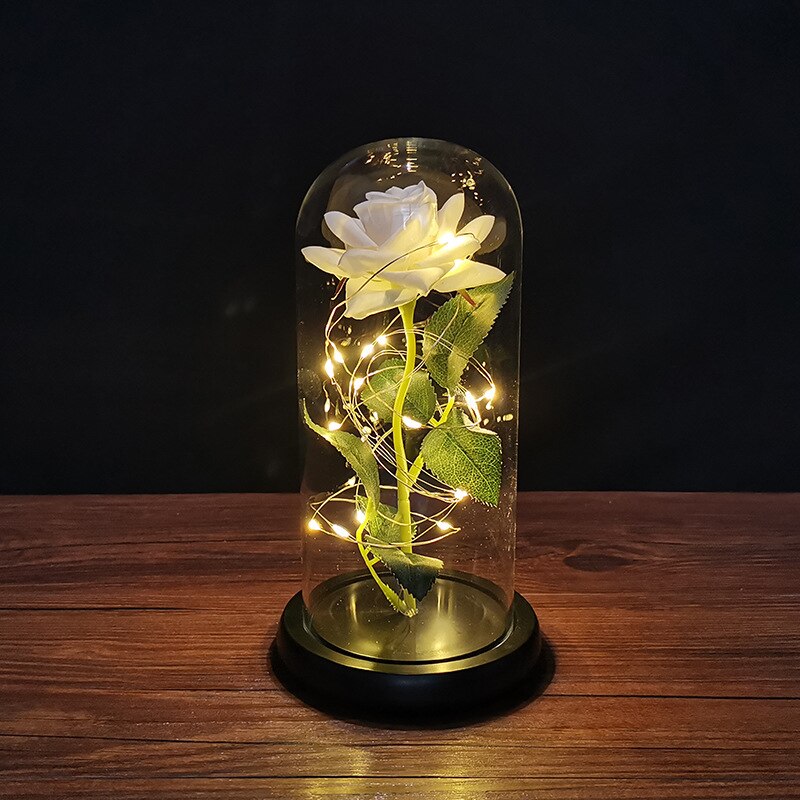 Valentines Day Eternal Rose Flower Beauty Beast Rose galaxy rose In A Glass Dome LED Lamps Wedding Christmas Gift Home Decor