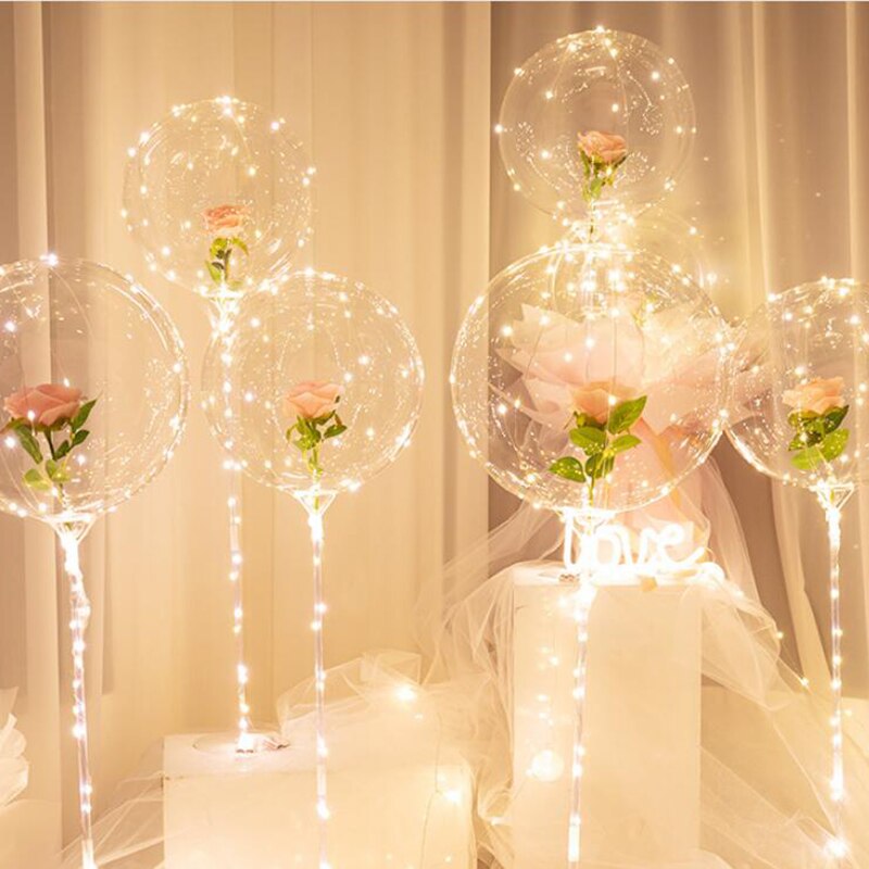 Skhek LED Light Balloon Stick Birthday Party Decorations kids Clear Balloons Globos Stand Holder Wedding Decor Baloon stand Supplies