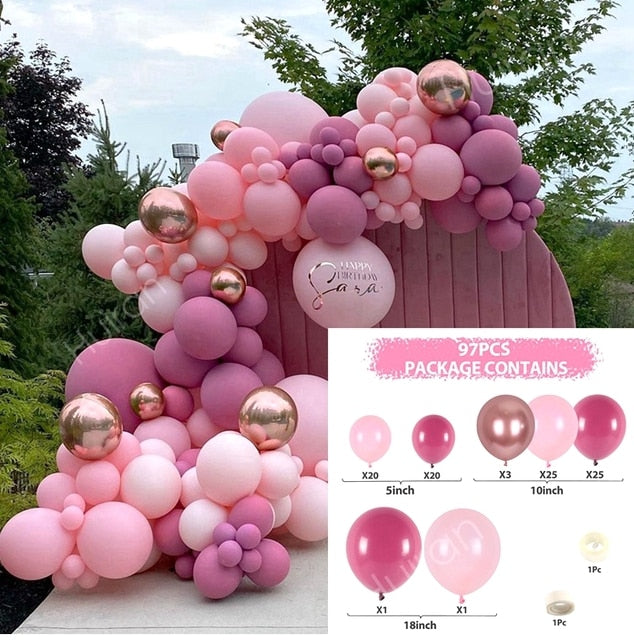 Skhek  Macaron Pink Balloon Garland Arch Kit Wedding Birthday Balloon Birthday Party Decor Girls Baby Shower Latex Confetti Ballon