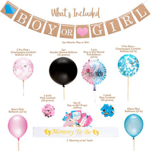 Load image into Gallery viewer, Gender Reveal Party Supplies Baby Party Decoration BOY OR GIRL Flag Pulling Confetti Balloons Photo Props