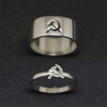 Load image into Gallery viewer, Vintage USSRSymbol Jewelry Hammer And Sickle Thin Women Ring Men Wide  Cocktail Ring For Couples Anniversary Gift