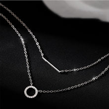 Load image into Gallery viewer, Female Geometric Double Necklace Clavicle Chain 925 Sterling Silver Pendant Necklace for Women Wedding Fine Jewelry Accessories