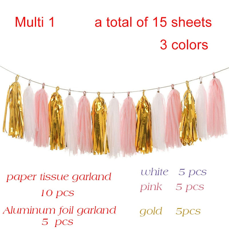 20pcs Party Wedding Decoration Paper Tassel Garland Bride Hanging Mermaid Party Supplies  Party Birthday Baby Shower Decoration