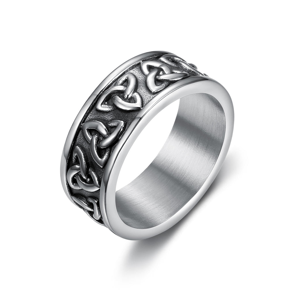 Skhek Stainless Steel Celtic Knot Totem Rings for Men Women Vintage Viking Celtic Knot Amulet Ring Punk Style Party Jewelry Party Gift