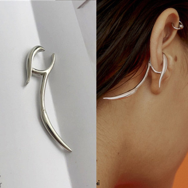 SKHEK 2022 New Double Layer Metal Geometric No Pierced Ear Bone Clip Gold Color Silver Color Rhinestone For Women Jewelry