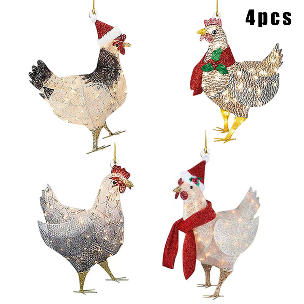 Christmas Chicken Ornament Lovely Mini Scarf Chicken Xmas Tree Pendant Creative Theme Party Decorative Props PR Sale