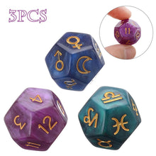 Load image into Gallery viewer, Skhek  3Pcs 12-Sided Dice Astrology Tarot Card Multifaceted Constellation Dice Leisure And Entertainment Toys For Party Game