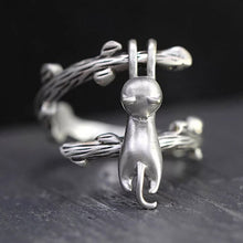 Load image into Gallery viewer, Skhek New cat climbing branches metal ring creative fashion European and American style open ring