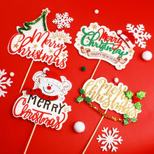 Load image into Gallery viewer, 1set Merry Chirstmas Topper Cake Snowman Christmas Cake Baking Decoration Christmas Theme Party Happy Birthday Cake Topper