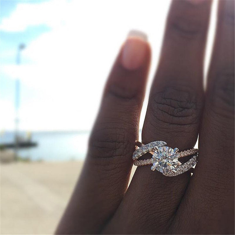 Skhek Fashion Women Ring Luxury Crystal Zircon Engagement Ring For Women Accessories Female Wedding Jewelry Gift