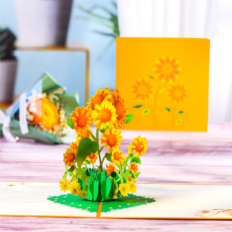 Pop-Up Flower Card Flora 3D Greeting Card for Birthday Mothers Father's Day Graduation Wedding Anniversary Get Well Sympathy