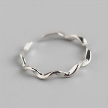 Load image into Gallery viewer, Christmas Gift New Fashion Simple Sweet Twisted Line 925 Sterling Silver Jewelry Smooth Wave Personality Popular Opening Rings R049
