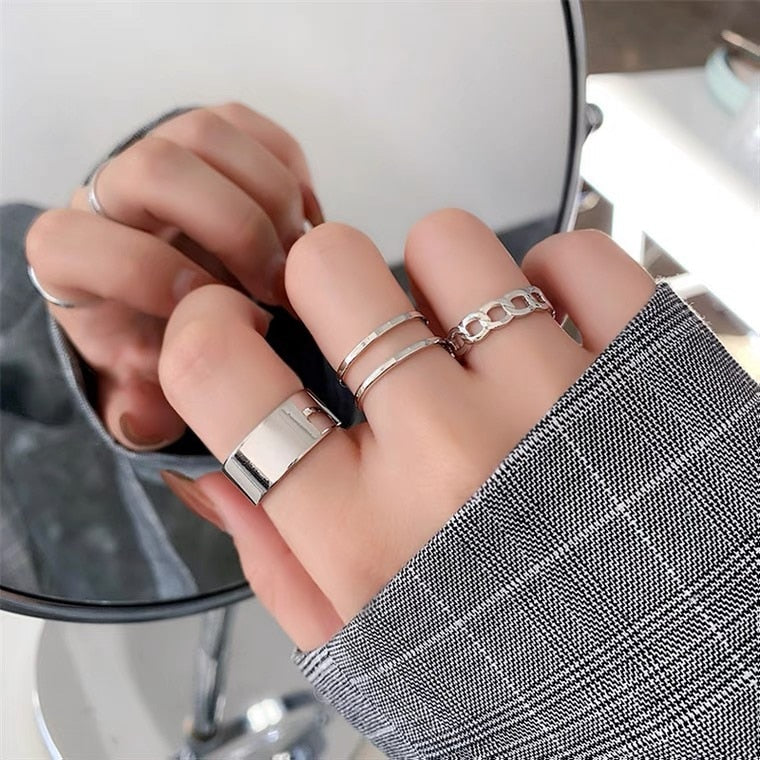 Skhek Stainless steel ring European and American personality fashion small jewelry three-piece ring men and women round