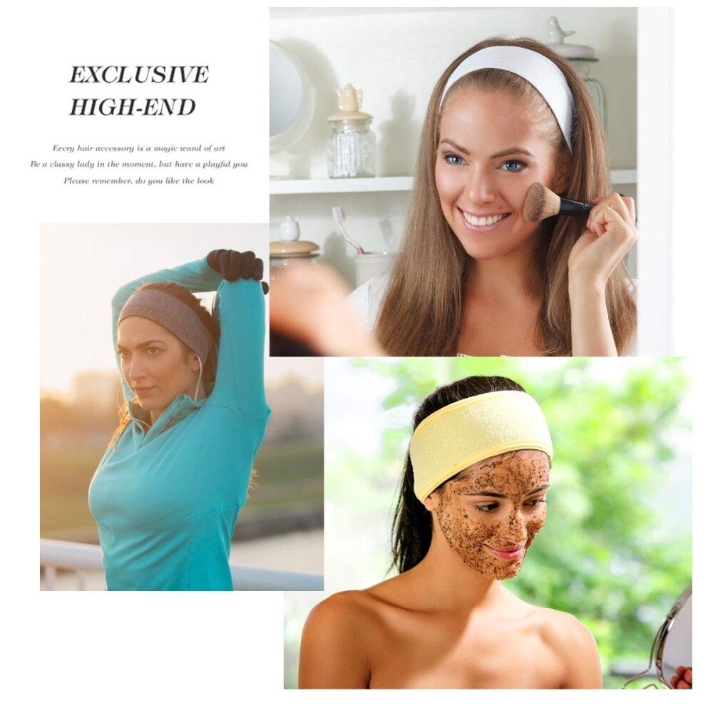 Towel Head Band Sweat Hairband Head Wrap Non-slip Stretchable Washable Headband Hair band for Sports Face Wash Makeup