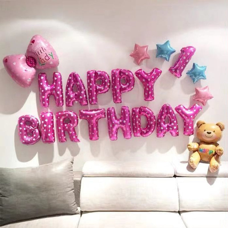 Happy Birthday Balloons Set for Kids Girl Boy Wife Women Balloon Home Decorations Party Supplies Baby Shower