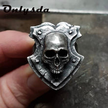 Load image into Gallery viewer, Skhek Us Size Men&#39;s Calvarium Skull Ring Gothic Style 316L Stainless Steel Biker Ring Motorcycle Band jewellery Boyfriend Gift OSR814