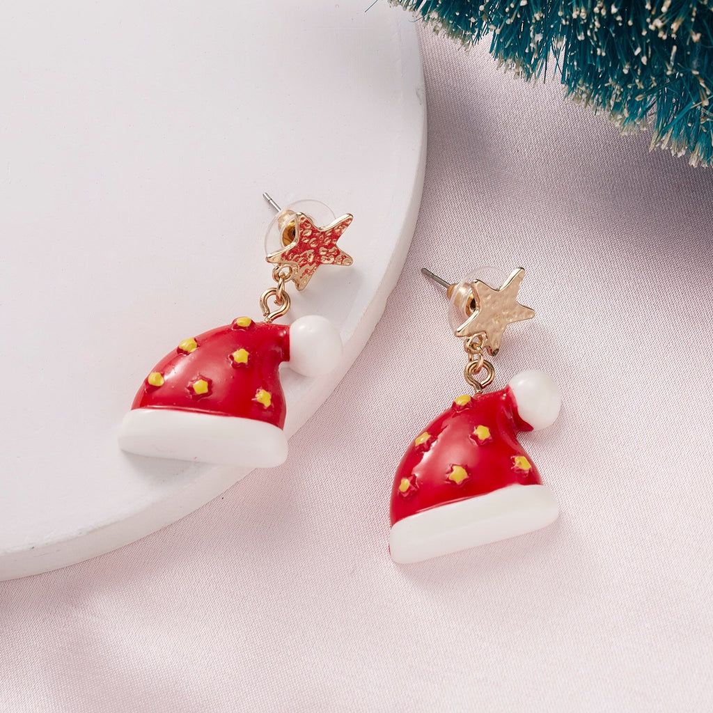Christmas Gift Christmas Dangle Earrings For Women Xmas Tree Glove Hat Bells Tassel Drop Earring Girls New Year Festival Ear Ornament Jewelry