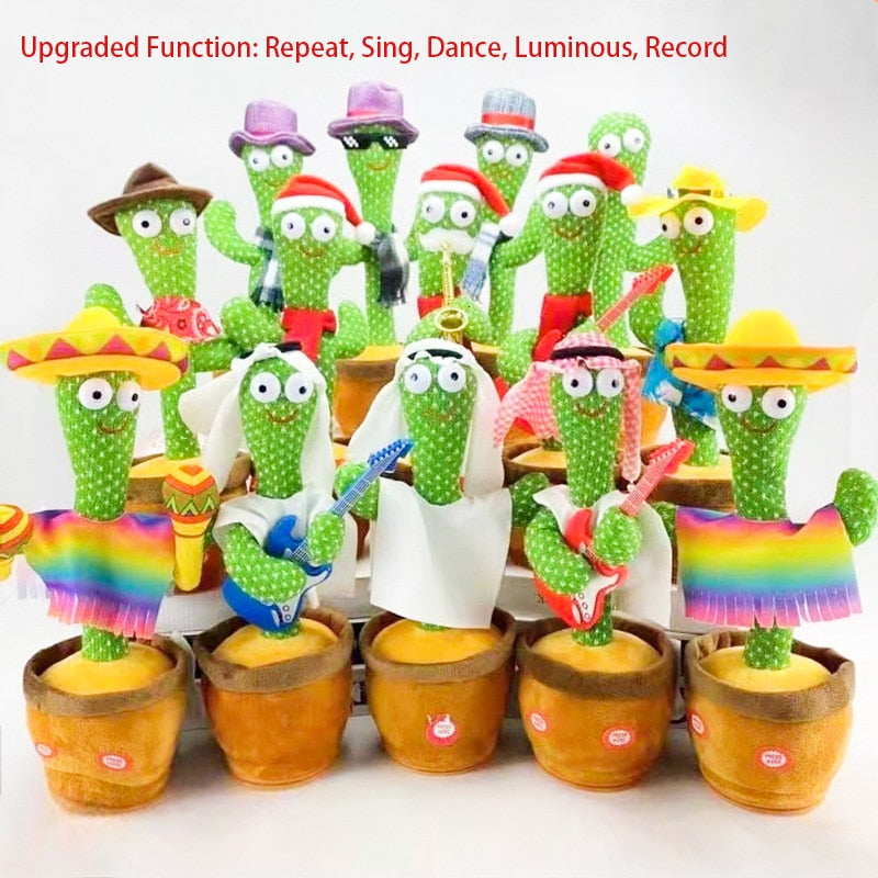 Skhek  Upgrade Electronic Dancing Cactus Singing Dancing Decoration Gift For Kids Funny Early Education Toys Knitted Fabric Plush Toys